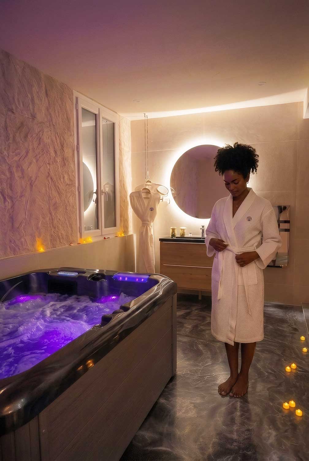 Spa privatif et miroir