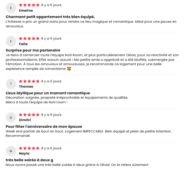 Avis clients NOTI ROOM