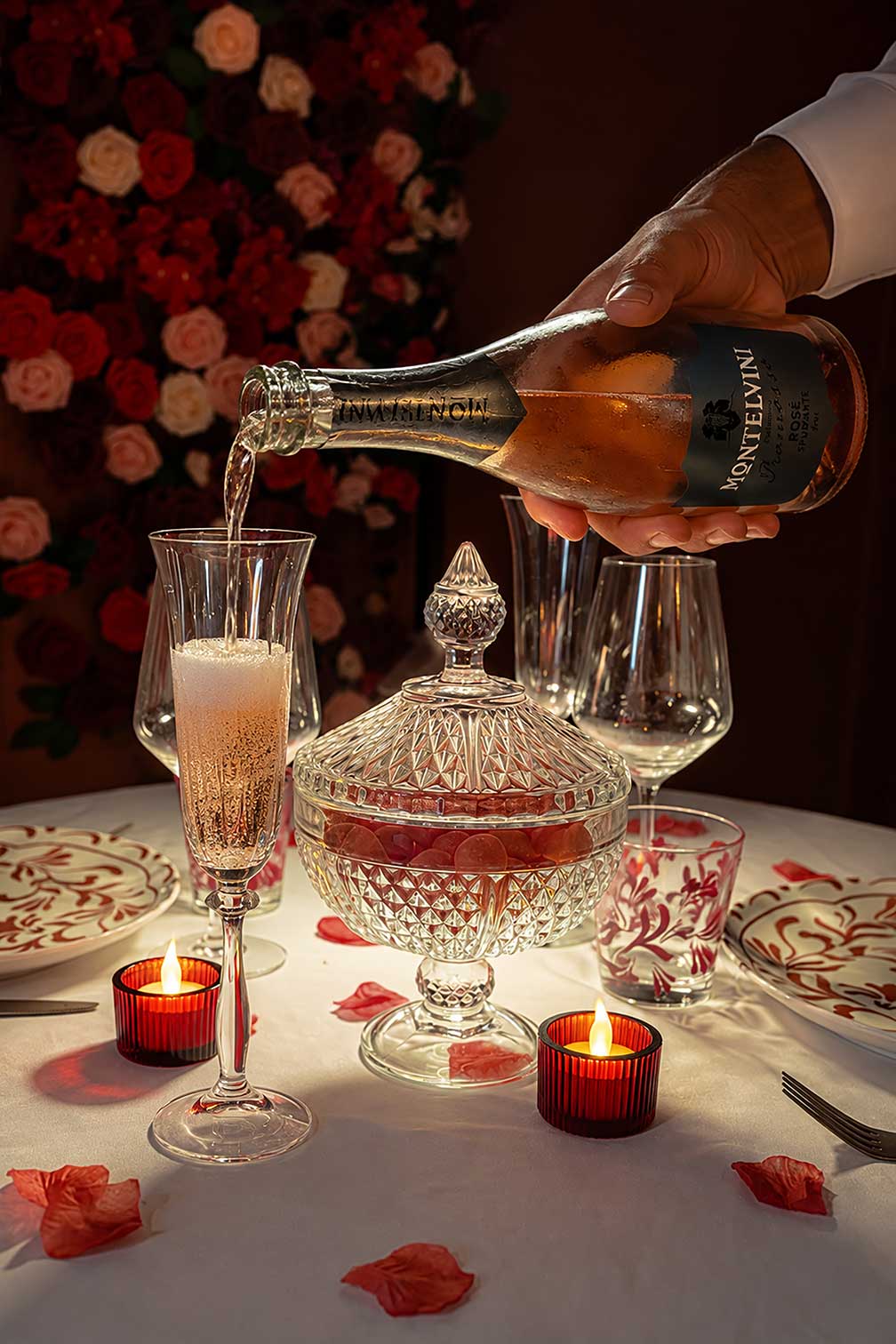 Ambiance romantique avec champagne